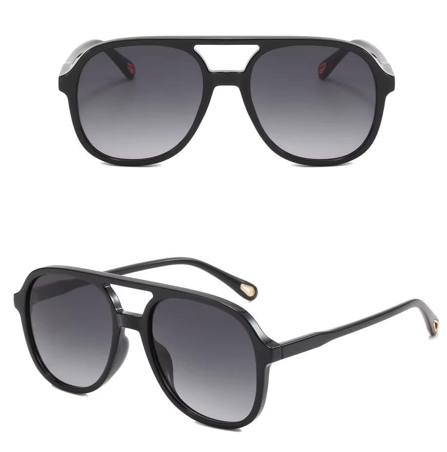 Image of Retro UV Protected Pilot Aviator Sunglasses for Women Men Classic Vintage Trendy Square Aviators Anti Glare Lightweight Metal Hinge Goggles