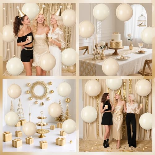 Image of 9 Pcs Cream Beige Round Foil Balloons,22 Inch Round Balloons