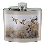 Green-Winged Teal Ducks Taking Flight Hunters Hunting Stainless Steel 5oz Hip Drink Kidney Flask