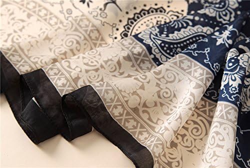 Silk Feeling Long Satin Scarf Fashion Beach Scarf Shawl Check Style Sunscreen Shawls Wraps-Lightweight Pattern - Image 4