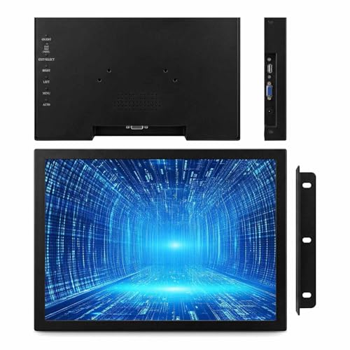 Image of VSDISPLAY 12.1'' Touch LCD Monitor, 800x600 Resolution VGA Video Input | 4:3 Aspect Ratio, Black Metal Case,For Industrial Display
