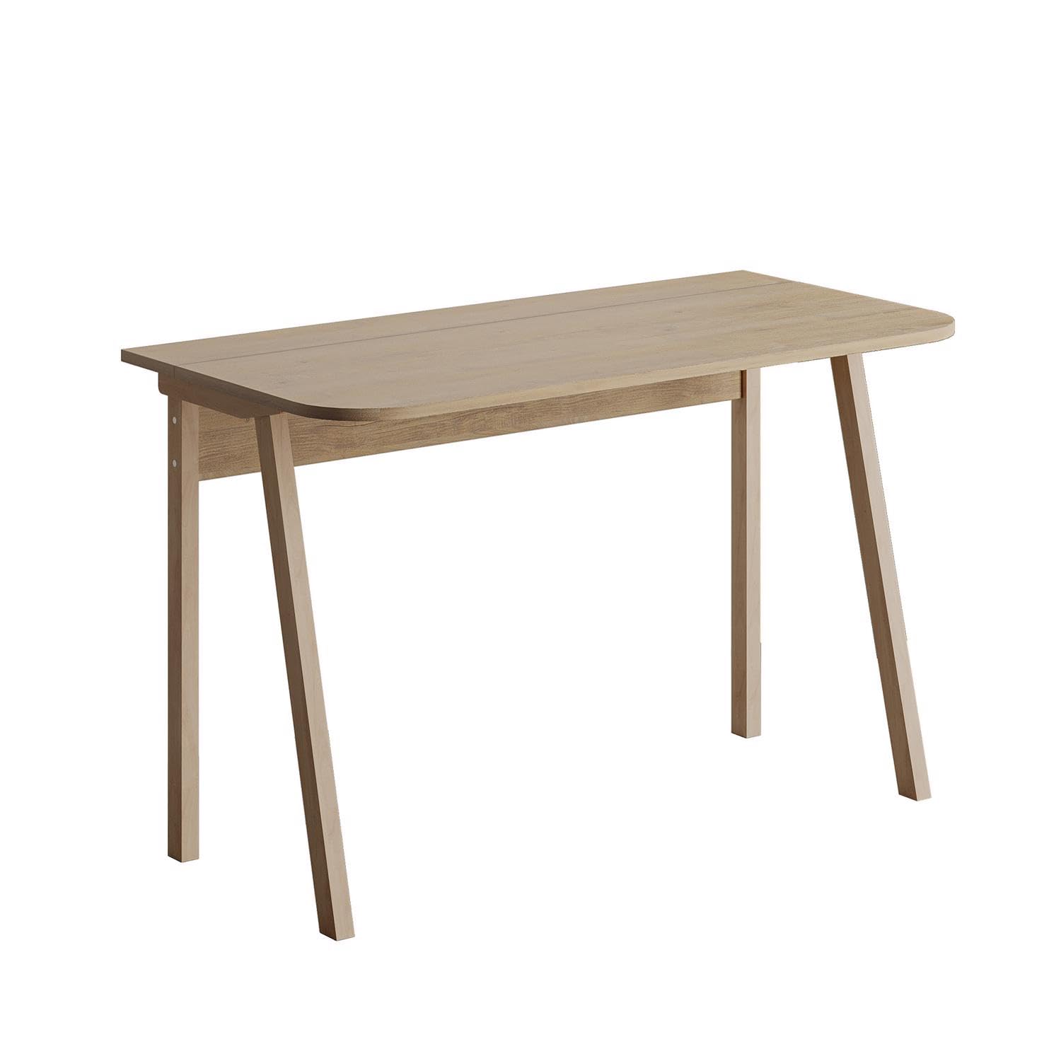 FWStyle Solid Natural Oak Freestanding Home Office Student Study Desk