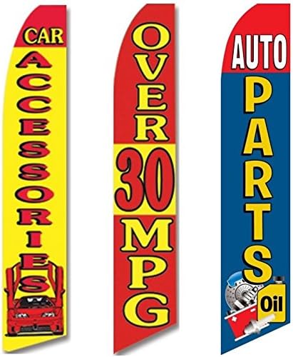 3 Swooper Flags Car Accessories SALE Here Over 30 MPG Auto Parts Oil