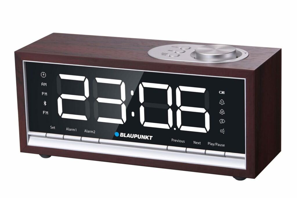 BLAUPUNKT CR60BT Bluetooth Radio Alarm Clock Brown Wood