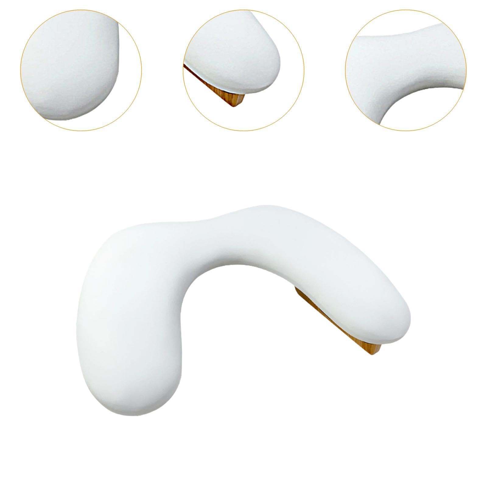 Soporte para manos de manicura, base de madera, reposabrazos para uñas en salón, Blanco