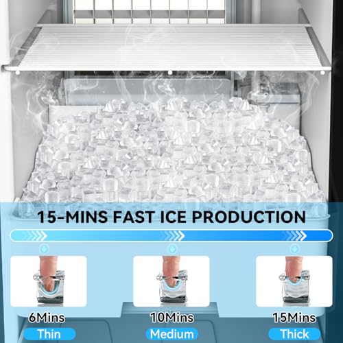 Image of SOZT Under Counter Ice Maker with Refrigerator Function, 120LBS /24H | Commercial Ice Machine, No-Melt Ice Storage, 24H Timer & Self-Cleaning, Built-in /Freestanding for Home Bar Cafe Restaurant