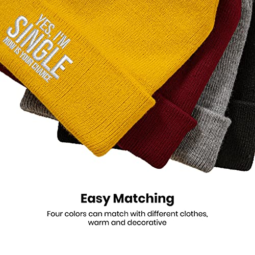 Image of Embroidery Goth Beanie Knit Hats for Men & Women, Embroidery Winter Hats Skull Cap