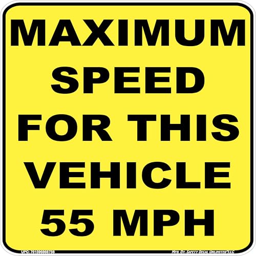 Vehicle Max Speed 55 MPH Decal – Standard Vinyl 4x4 Safety Sign Sticker – Made in USA by Stickers-R-Decals by Jason