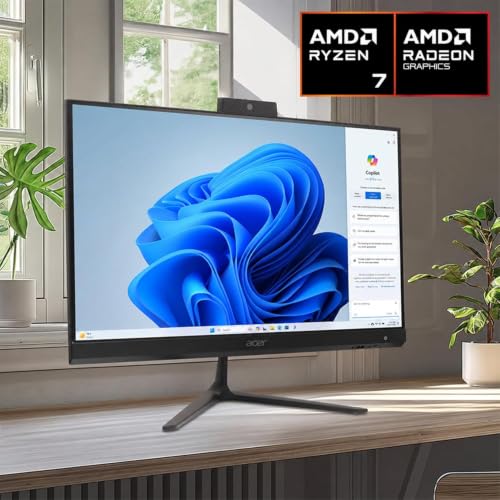 Image of Acer Aspire 27 inch All-in-One Desktop Computer • 8-core AMD Ryzen 7 5825U • 32GB RAM • 2TB SSD • Office 365 for The Web • HDMI + DisplayPort, Wi-Fi 6E • Wireless Keyboard & Mouse • Windows 11