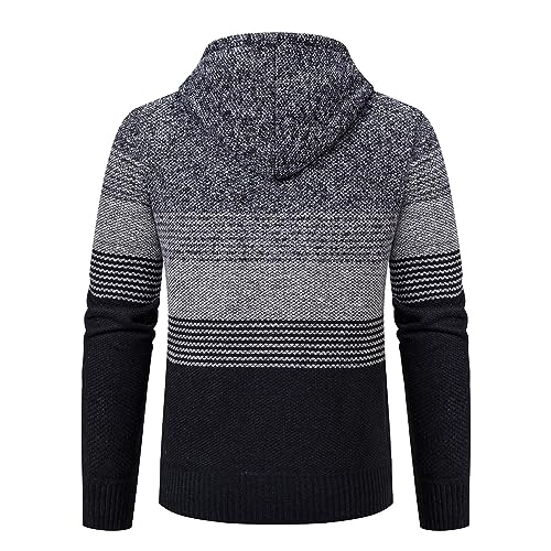 Mylldey Mens Hoodies Knit Sweater, Full Zip Fleece Lined Cardigan Sweaters Casual Regular Fit Knit Hooded Men Sweater Jacket3