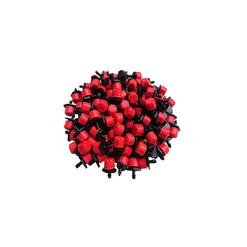TopHomer Arroseurs d'irrigation Automatique à 8 Trous 300 pièces, Micro Goutte à Goutte réglable | système d'arrosage Anti-Obstruction | 1/4 ''| pour l'horticulture à Effet de Serre | Rouge agricole