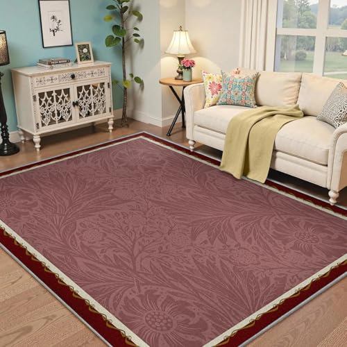 Tapis antidérapant 200x300cm lavable machine intérieur salon rouge - 3