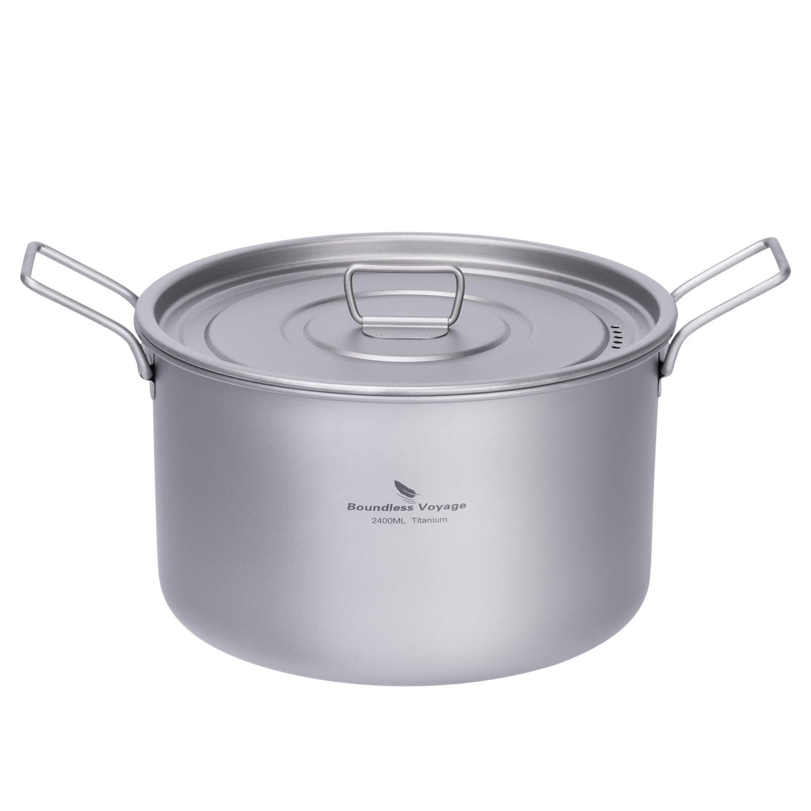 iBasingo Camping Cuisine Pot de Cuisine extérieure en Titane 2.4L Petite Sauce Pot Pot Chaud pour 1-3 Personne Petite Casserole Portable de Voyage Kit de Cuisine équipement de randonnée Ti2108C