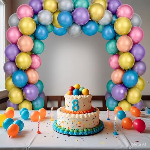 Image of Party Propz Multicolor Chrome Balloons For Decoration - Pack Of 25 Pcs Multicolor Balloons For Birthday | Balloons For Decoration | Birthday Decor (Latex)