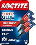 Loctite Universal, Strong Super Glue All Purpose Adhesive for Repairs, Clear Glue for Various Materials, Easy to Use Instant Super Glue, Convenient Travel Size 3 x 1g