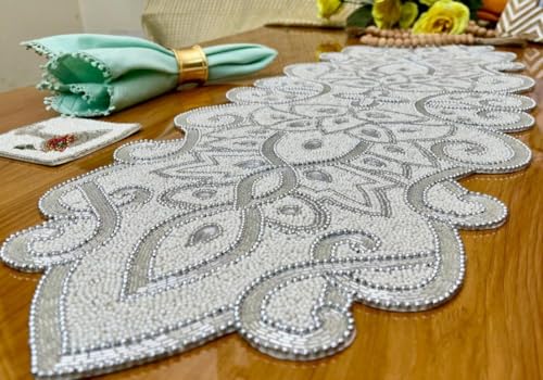 Beaded Table Runner Decorative Hand Glitz Rustic...