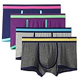 EYUSHIJIA Men's 4 Pack Comfortable Bamboo Fiber Modal Boxer Briefs (Medium, F)
