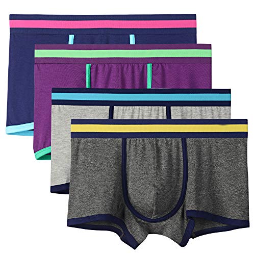 EYUSHIJIA Men's 4 Pack Comfortable Fiber Modal Boxer Briefs (Medium, F)