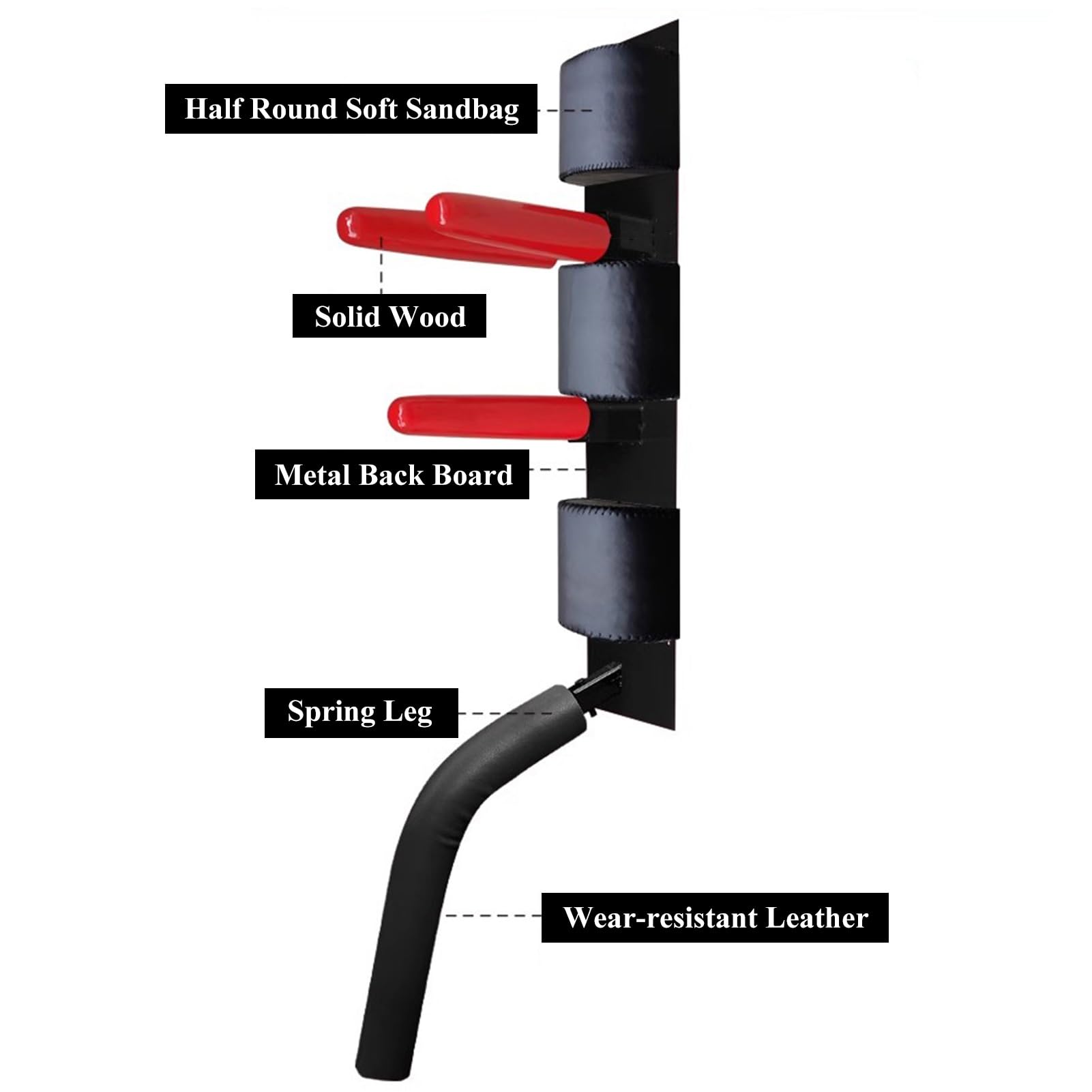 Blazea Wing Chun Dummy One-Piece Training Dummy for Wall, Wooden Man Pile Training Gear, Wing Chun/Martial Arts/Chinese Kong Fu Exercise Tools