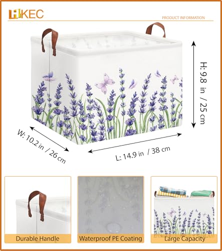 Image of Rectangle Storage Basket with Handles,Collapsible Storage Bin,Books Box,Gift Basket(Lavender)