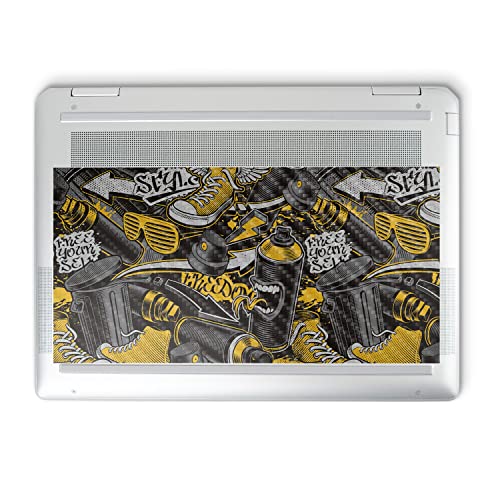 Image of MightySkins Carbon Fiber Skin Compatible with HP Spectre x360 14 inch (2022) Full Wrap Kit - Yellow Hip Hop | Protective, Durable Textured Carbon Fiber Finish | Easy to Apply | Made in The USA