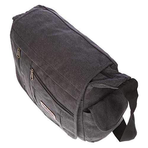 Christian Wippermann Umhängetasche Laptop 17 Zoll - Großes Messenger Bag Herren - Canvas Material - Verstellbarer Riemen - Mehrere Fächer - Büro/Arbeit Tasche Herren ca. 35x30x13 cm - Schwarz