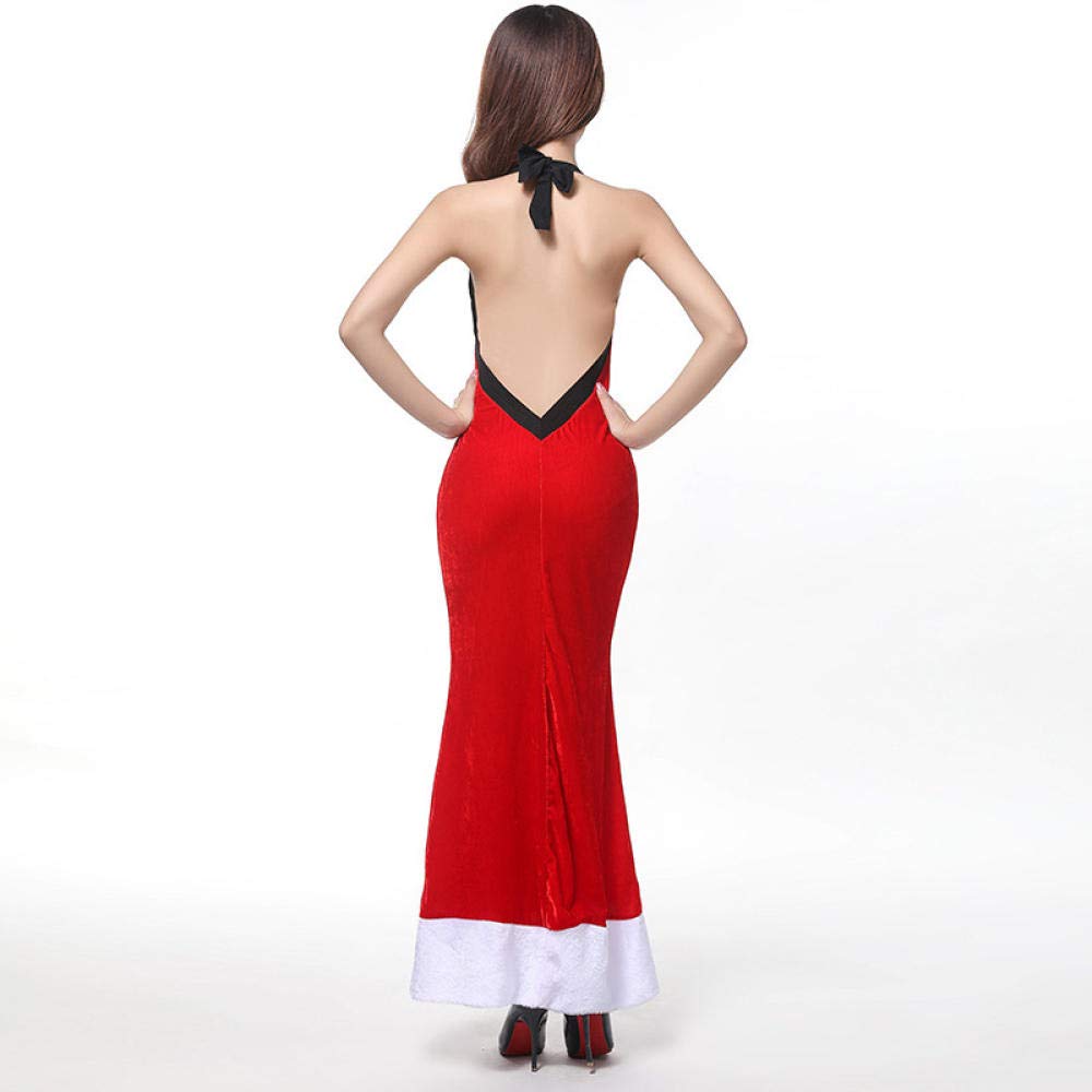 Completini Intimi Abito Lungo Senza Schienale Elegante da Donna con Festa di Natale Abito Sexy Senza Maniche con Scollo A V Borsa A Vita Bassa Abiti Attillati Vestito Natalizio per Donna