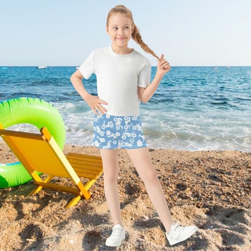 Girls Shorts Summer Motorcycle Bike Chopper Scooter Athletic Shorts with Stretchy Elastic Waist Beach Shorts XS-XL2