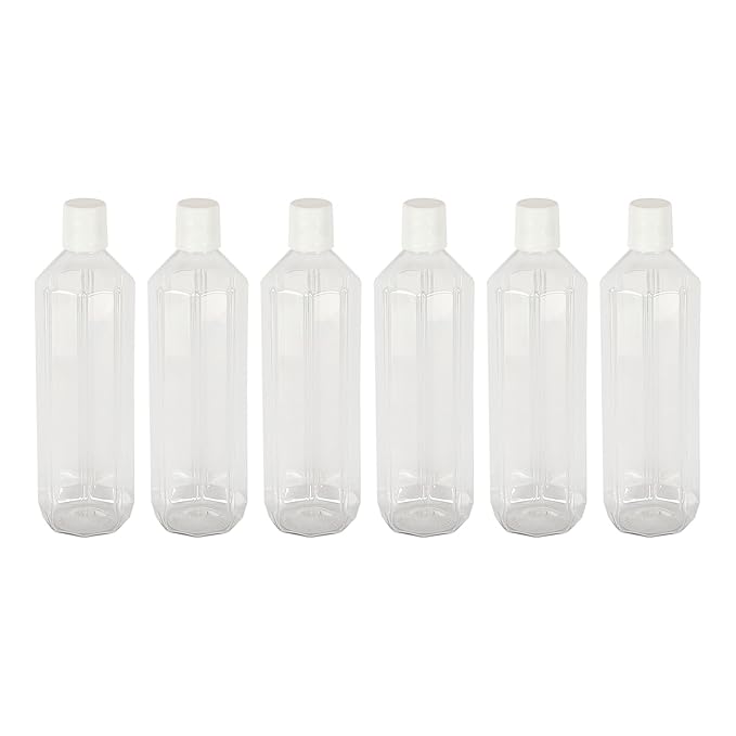 PEARLPET Gemini BPA-Free Plastic Water Bottle Set |Lightweight, Leak-Proof & Freezer Safe – Pack of 6 (1000ml Each), Transparent