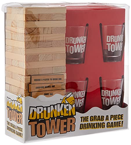 Jogo de Equilíbrio Torre Madeira Jenga + 4 copos Shot Drink