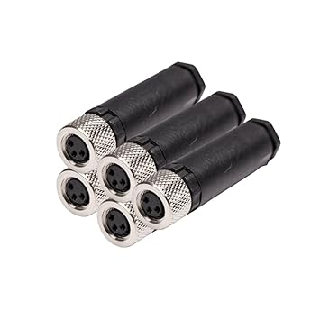Elecbee 5PCS M8 Plug Waterproof IP67 3 Pin Female Straight Unshiled Assemblely Cable Connector