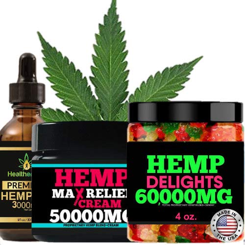 HEALTHERGIZE HEMP VARIETY SET-HEMP OIL, HEMP CREAM, HEMP GUMMIES-MADE IN USA, QUALITY INGREDIENTS