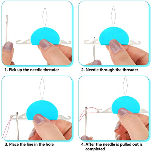 image for Chuangdi 6 Pieces 3-in-1 Plastic Needle Threaders, Plastic Wire Loop D
