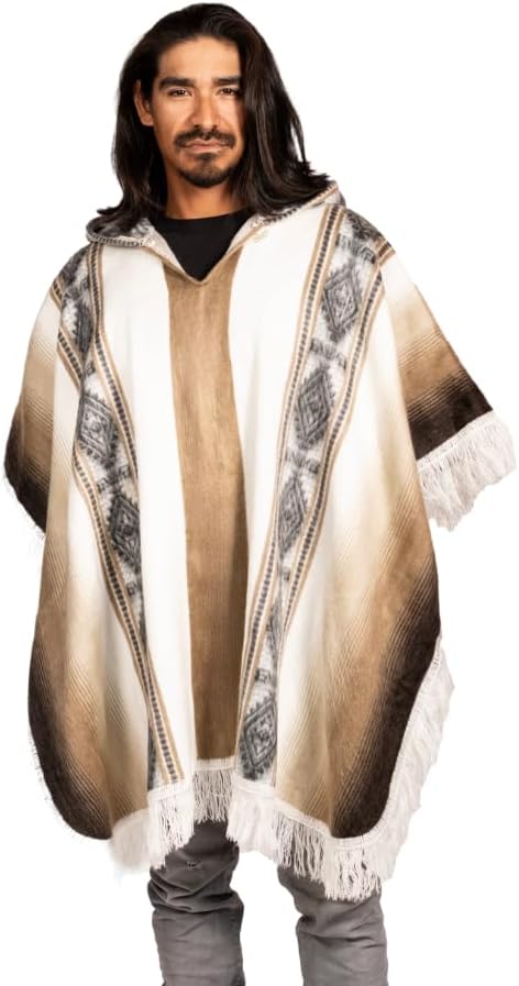 Alpaca Wool Poncho Hooded - Lightweight, Breathable, Hypoallergen...