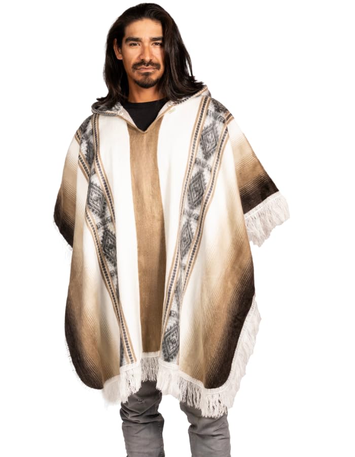 Alpaca Wool Poncho Hooded - Lightweight, Breathable, Hypoallergenic and Non-Itchy. Warm and Soft Wool Poncho…