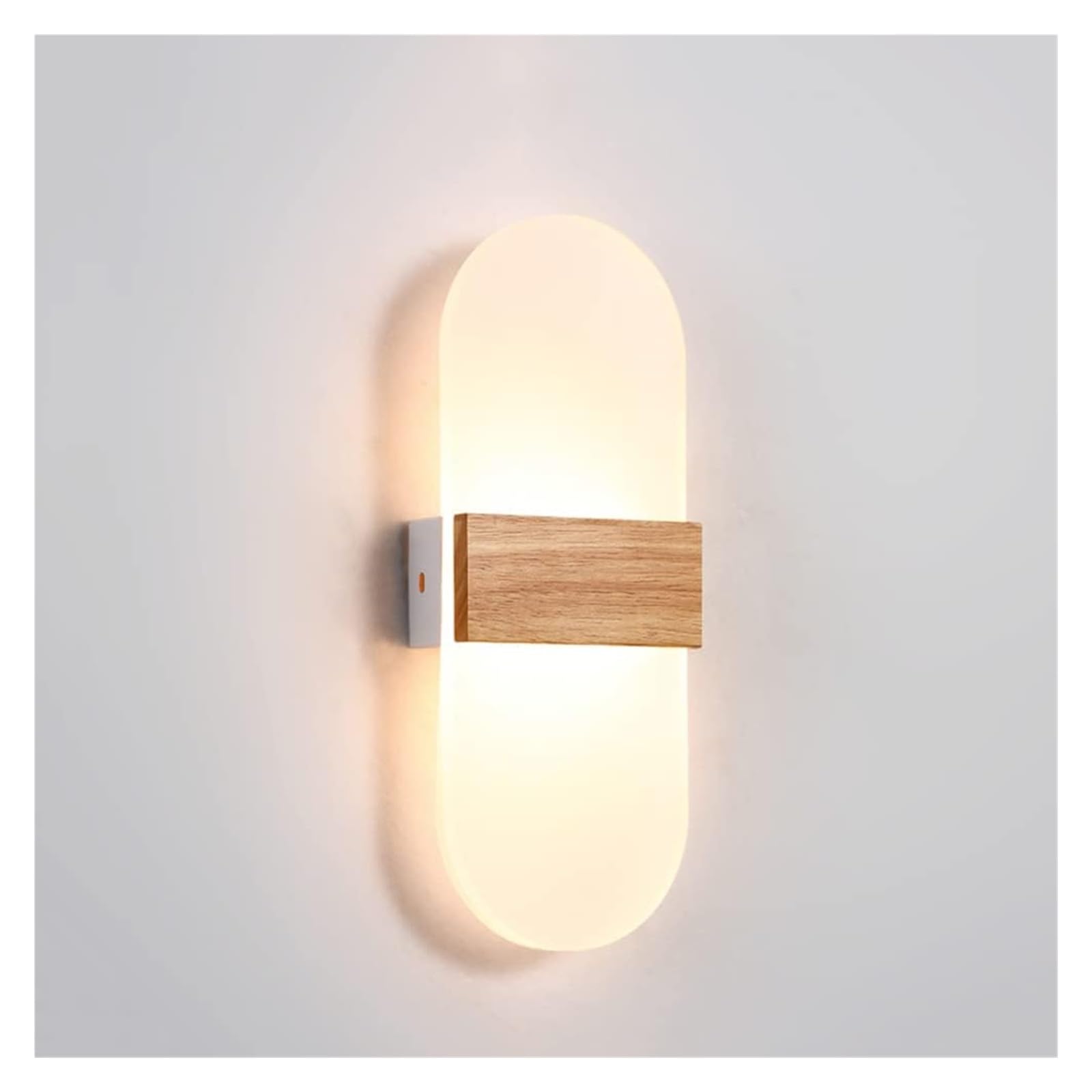 ASerZenith Wall Lights,Led Wall Sconces Modern Wooden Wall Lamps 6W Dimmable Bedroom Bedside Indoor Round Wall Lantern Wall Mount Lighting Compatible With Balcony Porch Corridor Hallway,Long