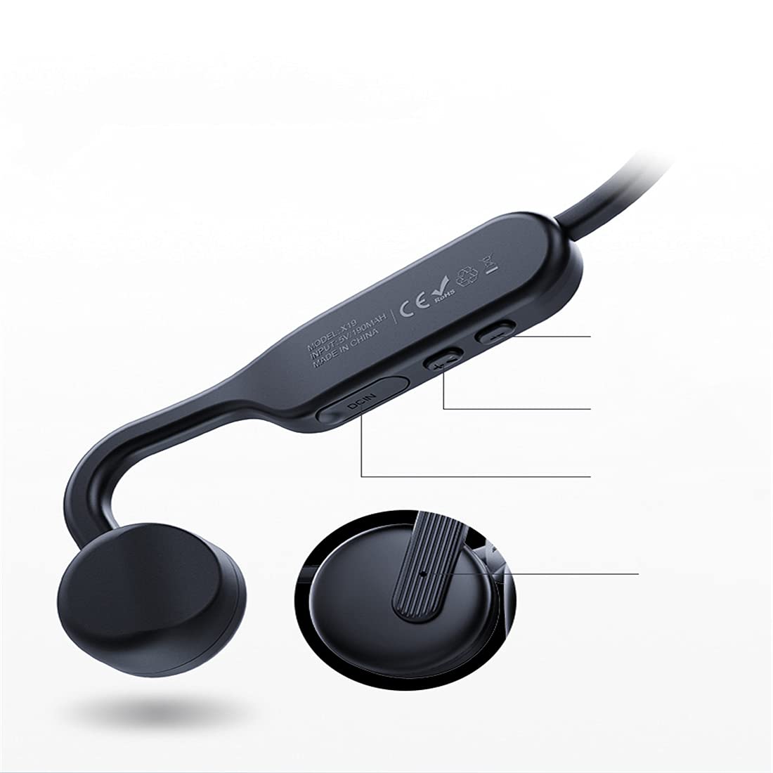 Słuchawki do przewodzenia kostnego Sweatproof Wireless Sports Headsets, IPX6 Wodoodporna Ultra Lekkie Zestawy sportowe do prowadzenia pojazdów turystycznych jazdy,White