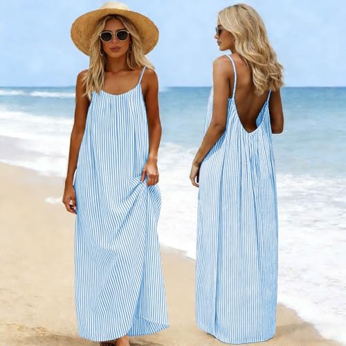 Robe Bohème Chic à Bretelles Spaghetti | Robe Décontractée Dos Nu - 3