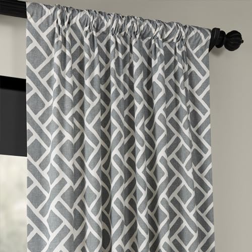 Image of HPD Half Price Drapes Modern Geometric Printed Curtains Luxury Cotton Curtains 120 Inches Long (1 Panel) Room Darkening Curtains for Bedroom & Living Room, 50W x 120L, Crosshatch Geometrical Grey