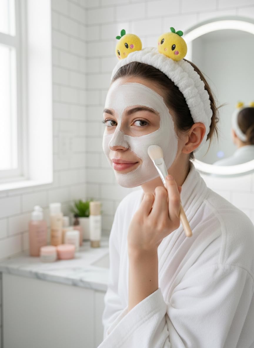 Sevimli Peluş Makyaj Spa Saç Bandı Bandana (sarı)