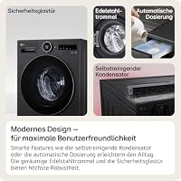 LG HPWD116BA Wärmepumpen-Waschtrockner (11 kg Waschen/6 kg Trocknen, Energieklasse A-30%/A-10%, 1.350 U/Min.) mit Easy-Touch Drehregler, TurboWash+Dry, ezDispense, Schwarz – Ansicht 6