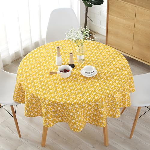 KUAOOAUK Nappe Ronde Coton, Vent Nordique Décorative Nappe De Table, Résiste à l'eau Et Aux Taches Housse Table pour Fêtes Vacances Cuisine Jardin...
