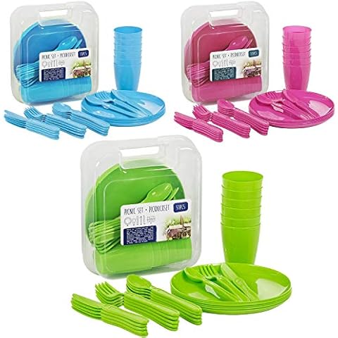 31 Piece Lightweight Picnic Dinnerware Set Cover