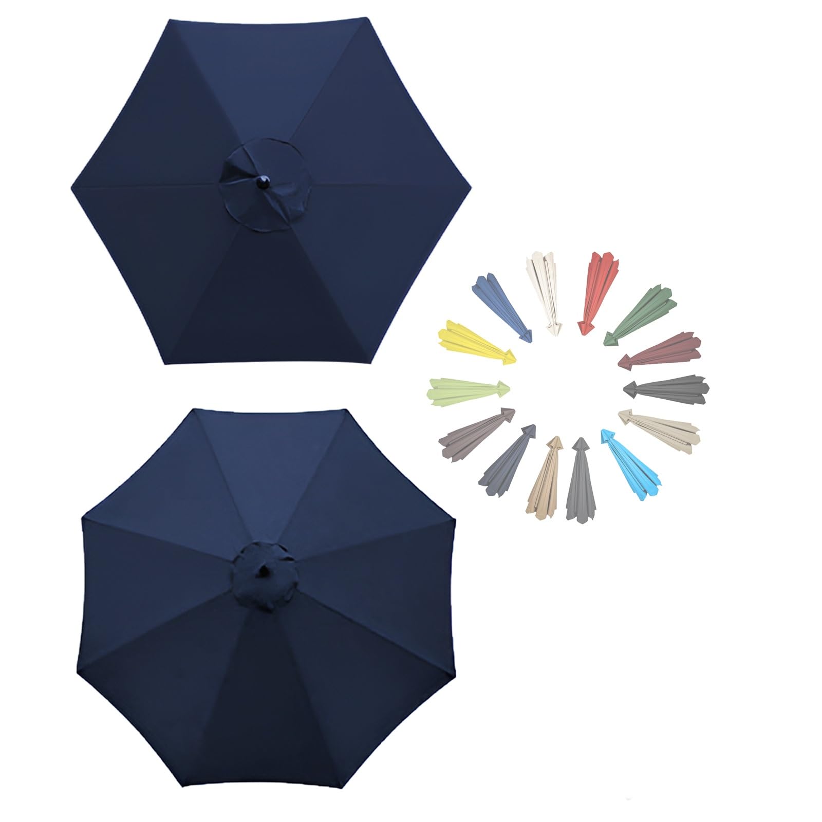 GZDXBF Replacement Canopy Top, Replacement Parasol Fabric Cover Anti-Ultraviolet Replacement Parasol Cover(Navy,6 RIBS: 250CM/8.2FT)