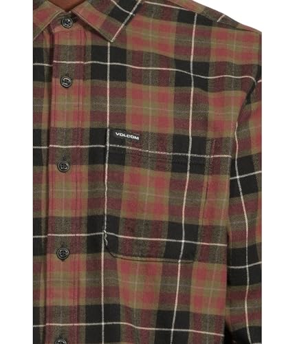 Image of Volcom Men's Caden Plaid Long Sleeve Flannel Shirt - Button-Front, Soft Brushed Cotton