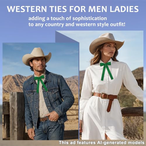 Image of LJBFNN Western Ties for Men Women, Black Clip on Ribbon Bow Tie, Pre-Tied Colonel String Tie for Party Shirt Uniform Wedding