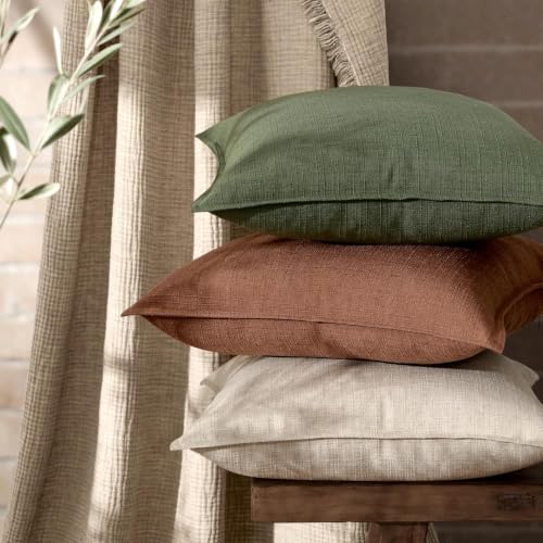 Image of MIULEE Euro Sham Pillow Covers for Bed 26x26, 2 Pack Rust Terracotta Thick & Textured Decorative Throw Pillow Covers, Neutral Linen Cushion Cases, Modern Farmhouse Home Decor, No Filling