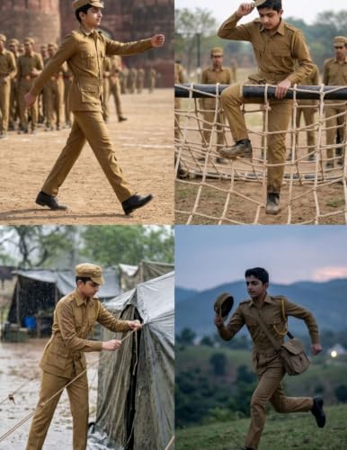 Image of BookMyCostume Cotton Police Community Helper Kids Fancy Dress Costume 8-9 Years, Light Brown