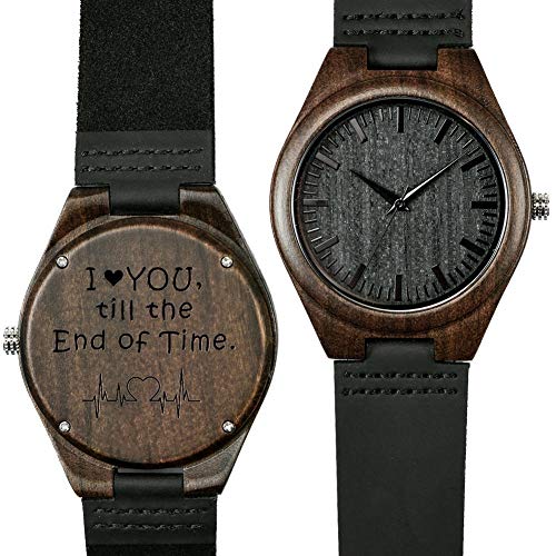 Sanshi Montre en Bois D'ébène Unisexe Montres en Bois Analogique Japonais Quartz Élégant Bois Et Acier Inoxydable Combiné Quartz Montres-Bracelets Casual Zzzb (Color : Black) Cover