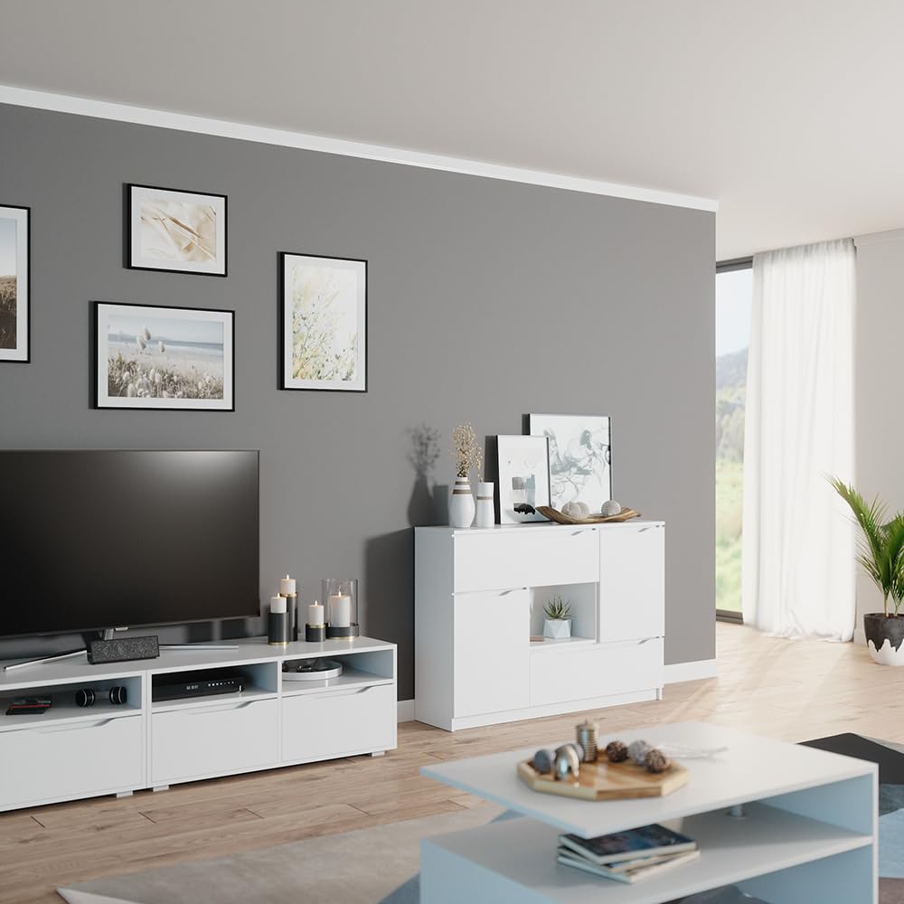 Vicco Cassettiera per camera da letto Ruben, Bianco, 120 x 84 cm | per riporre abiti e oggetti di uso quotidiano